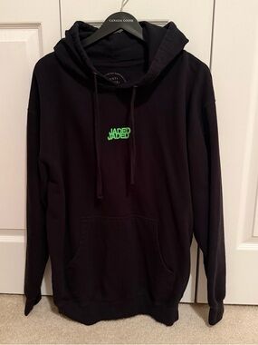 Anti Social Social Club Black Hoodie with Neon Jaded Green Letters Large
